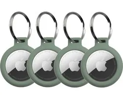 GrijsGroen 4 Pack - Premium materiaal Arnitel®- Sleutelhanger set geschikt voor Apple AirTag 1e en 2e Generatie- Waterdicht optie - Beschermhoes - Laagste prijs garantie - Houder geschikt voor AirTag - In-huis productie - Sleutelhanger