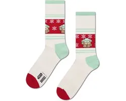 Happy Socks STAR WARS Grogu Snowflake Sneaker Sock - unisex sokken - wit - Unisex - Maat: 41 - 46