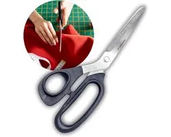 KAI tailor scissors with single-sided micro-teeth - dust scissors stainless steel - solid rubber handles - from Japan - 25 cm - 9.5 inches - professional sewing shears