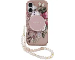 Guess IML Flowers hoesje - Geschikt voor iPhone 17 - MagSafe - Roze