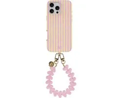 AVY Hoesje Met Telefoonkoord | Geschikt voor Apple iPhone 16 Pro | Compatibel met MagSafe & Qi2 | Hard Shell Back Cover | Stijlvol Bijpassend Koord Polsbandje (30CM) | Pink Lemonade