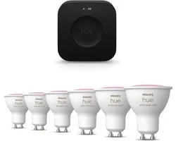 Kit de démarrage Philips Hue - GU10 - avec 6 spots - Lumière blanche et colorée - Incl. Pont Hue Pro - Hue White and Color Ambiance