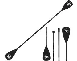 Best Active Dubbele SUP Peddel 4-Delig - Dubbele Kajak Peddel & SUP Paddle in 1 - Verstelbaar 155-220 cm - Aluminium - Zwart - Kajakpeddel / Stand Up Paddle Board Peddel