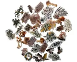 MGM Trading - 260-delige vintage scrapbooking set, decoratieve retro stickers en papier kit, DIY creatieve set voor fotoalbums, notitieboeken en dagboeken (thema: fantasie bos)