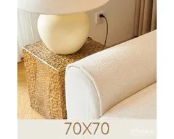 Teddy Bankhoes / Zetelovertrek – Armleuning 70x70 - Crème – Pluche Sofa Protector – Zachte Teddy Plaid Beschermhoes voor Bank, Zetel & Salon - Bankhoezen, Bankbeschermer, Cover, Bankkleed, Zetelhoes - Tegen beschadigingen en vlekken