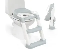 Siège de toilette pour enfants - pliable et réglable - design anatomique - Réducteur de siège de toilette échelle KikkaBoo LEA avec rembourrage doux - gris, à partir de 18 mois