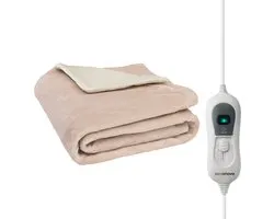 Couverture chauffante électrique Seranova - 160x120 cm - Couverture chauffante 1 personne - Polaire double face - Couverture douillette - Beige