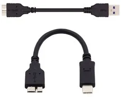 2pcs/set USB 3.1 USB-C Type-C to Micro 3.0 and USB 3.0 Type-A Male to Micro 3.0B Male Disk SSD Data Cable 15cm - ShopVlot