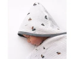 Studio BooBoo - Serviette de bain pour bébé avec capuche - Hydrophile/Éponge - Imprimé Bateaux - Parfait pour le bain et la natation