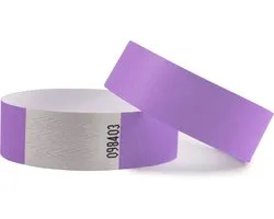 CombiCraft Blanco Tyvek Polsbandjes Paars - 100 stuks