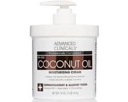 Advanced Clinicals - Crème hydratante à l'huile de noix de coco - Peau sèche - Végétalien - Sans paraben - Format spa - 454 g