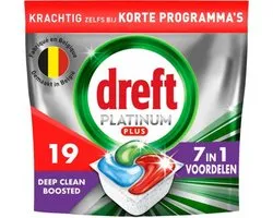 Dreft Platinum Plus - Vaatwascapsules - Deep Clean Boosted - 19 Afwasbeurten