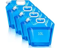 Bidon d'eau pliable 4 pièces - 10 litres - bidon d'eau pliable - bidon d'eau - camping - réservoir d'eau - pour outdoor, festival, accessoires de camping