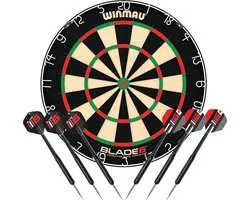 Winmau Blade 6 Dartbord Set + 2 sets Winmau Steeldarts - Dartset