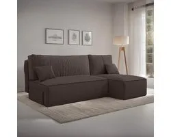 Canapé d'angle avec rangement Jelle - Taupe - Velours côtelé - Assise - Canapé convertible - Universel - Gauche ou Droite - Assise d'angle - Méridienne - Assise avec couchage - 3 places