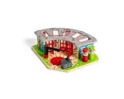 Bigjigs - Houten rails - Luxe remise voor 5 treinen