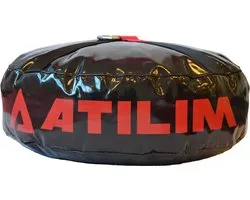ATILIM FightersGear UNFILLED Double End Heavy Bag Speed Ball Swing Reduction Non-Tear Floor Anchor Core Training Tool Weight Bag Multifunctional Punching Boxing MMA Workout Functional Fitness  Black w/Red Strap Zwart met Rood Band