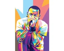 Chester Bennington Poster | Linkin Park | Pop Art abstrait | Wpap | Décoration murale | Affiche murale | 51x71cm | Convient pour l'encadrement