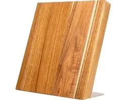 Groot Houten Messenblok Magnetisch Coninx Quin XL 27.5x27.5CM | Messenmagneet zonder messen | Messenhouder | Antislip - RVS-Acacia hout.