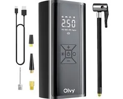 Pompe à air portable Olvy Compressor - 7 000 mAh - Pompe à vélo électrique - Vélo/Voiture/Moto/Ballon/Matelas pneumatique