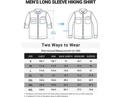 Ventures Heren overhemd met lange mouwen outdoor functioneel hemd sneldrogende shirts casual vrijetijdshemd ademend sporthemd lente zomer herfst met zakken voor wandelen, kamperen, reizen,