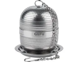 GEFU VELORA Thee-ei met Druipbakje – RVS – Voor Losse Thee