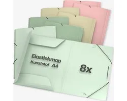 ACROPAQ - 8 x Elastomap A4 – Documentenmap met elastiek – Rugbreedte 2,5 cm – PP – Voor kinderen, jongens & meisjes – Aarde – Elastomap school