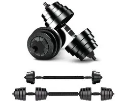 Verstelbare Dumbbell Set tot 40kg – Professionele 2-in-1 Halterset met gewichten- 2x20kg – Krachttraining – Fitness Halterstang – Dumbells - Viper Sports - Zwart