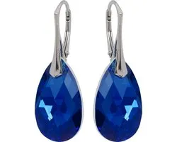 Boucles d' Boucles d'oreilles avec Cristal Swarovski Drop Capri Blue - Argent 925 - 22MM