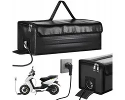 Sac de batterie Ebike Ignifuge - Sac de batterie résistant à la chaleur - Sac de batterie de vélo électrique - Sac de charge pour batteries - avec passe-câble - 50x15x17 cm - 1250°C - Sûr - Étanche - Pour batteries de VAE - Noir