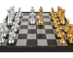 Schaakspel International Chess Super International Chess Set Magnetic Opvouwbaar Board met Golden Silver 32 Chess International Chess Schaaksets voor kinderen en volwassenen
