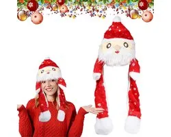 Santa Hat Plush Hat with Ears Movable Ears Hat Christmas Hat Funny Hat Christmas Party Hat for Adults Kids Christmas - ShopVlot