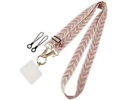 Telefoon koord 'Pearl' (Roze/Creme) – Telefoon Nekkoord - Telefoonketting – Telefoon Nekkoord - Telefoonkoord Universeel - Phone Cord - Verstelbaar tot 130cm - GSM - Bagstrap