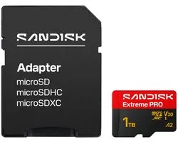 SanDisk microSDXC Extreme PRO 1TB (UHS-I, R250MB/s / W170MB/s, 5K, 4K UHD) + Ad