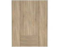 Kledingkast Slaapkamer Naturel - 4-deurs met 3 lades - MDF - 154x50x200cm