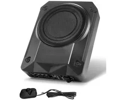 Caisson de basses 8" 800 W pour voiture, à installer sous le siège, avec amplificateur intégré, Audio fin et actif, entrées haut/bas niveau et contrôle du volume.