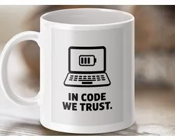 Mok In Code We Trust, Programmeur Cadeau, Computer Science Nerd Beker, Software Developer Koffiemok, Grappige Coder Theemok