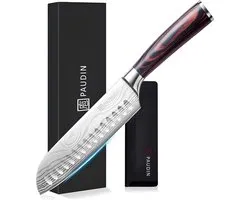 PAUDIN N5 Coupeur de Santons Professionnel 17.5 cm - Couteau à Découper - Couteau de Chef - Couteau Japonais - Motif Damas