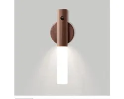 LED wandlamp met bewegingssensor – Draadloos Nachtlampje – USB Oplaadbare lamp – Bedlamp - Nachtlamp – Muurlamp - Wandlamp binnen – schroefloos – Houten lamp – Nachtsensor – Woonkamer - Slaapkamer – wandlamp oplaadbaar