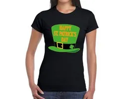 Happy St. Patricksday t-shirt zwart dames - St Patrick's day kleding XL