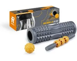 REBBLO 3-in-1 Massage Set - Foamroller - Massage Bal, Stick en Roller - Tegen Pijnlijke Spieren - Verbeterde Doorbloeding - Thuismassage