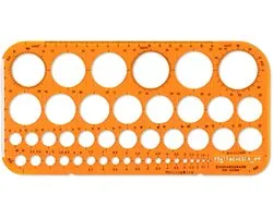 Gabarit pour cercles Standardgraph 1-36mm 45 cercles avec bord anti-bavure - SG-1315F