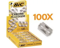 Lames de rasoir de Razor BIC Chrome Platinum à double Edge - Lames en acier inoxydable - Revêtement Platinum - Paquet de 100