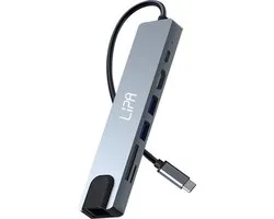 Station d'accueil Lipa S8 7 en 1 usb c - Usb C - Pour ordinateurs portables, ordinateurs et plus - 100W Power Dock charge d'autres appareils avec usb c - HDMI 4K - Ethernet RJ 45 - SD et MicroSD - Usb 3.0 et Usb 2.0 - Boîtier en aluminium