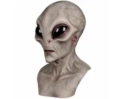 Halloween kostuum - Alien Halloween masker - Horror – Eng latex masker – Grappig alienkostuum, realistisch en eng masker dat het hele hoofd bedekt – Voor volwassenen/heren, carnaval, cosplay en feestjes - Donkergrijs