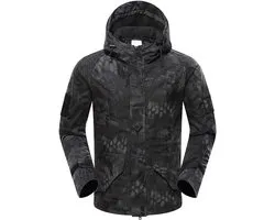 Heren Military Softshell Jas met Capuchon - Winddicht & Waterafstotend Outdoor Fleece Jack