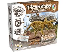 Science4you Triceratops Opgravingsset voor kinderen +6 jaar - Graaf en monteer 10 dinosaurusfossielen met dit paleontologische en archeologische speelgoed voor kinderen, wetenschappelijke spellen van 6-10 jaar
