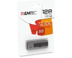 EMTEC II Slide B253 Series Flash Drive - 128 GB - USB 3.2 (Gen 1) - USB Stick - Slide - Gray