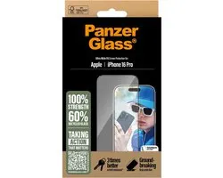 Protection d'écran PanzerGlass adaptée au Verres Apple iPhone 16 Pro | Protecteur d'écran PanzerGlass Ultra- Wide Fit - Compatible avec les coques