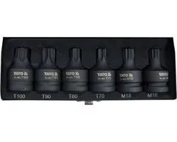 Jeu d'embouts de force professionnel 3/4" - 6 pièces - XXL Torx & Spline (M16-M18) - Acier CrMo de haute qualité - Jeu de douilles résistantes aux chocs pour camions et industrie